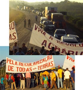 Camponeses de Jacinópolis fecham a BR 364, para exigir a regularização de suas terras em 2007.
